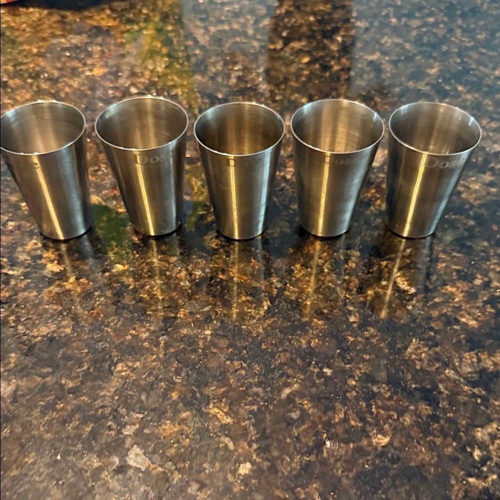 Set of (5) Stainless Steel Shot Glasses NEW- 2 Oz Shotglasses BRAND NEW Barware